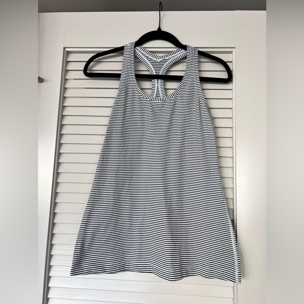 Black and White Stripe Lululemon Coolracer Back Tank Top Size 10
